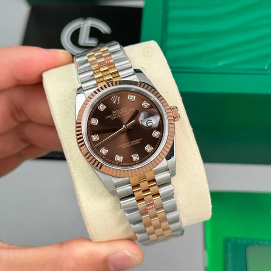 Rolex Datejust 36mm Demi Rose Gold Chocolate