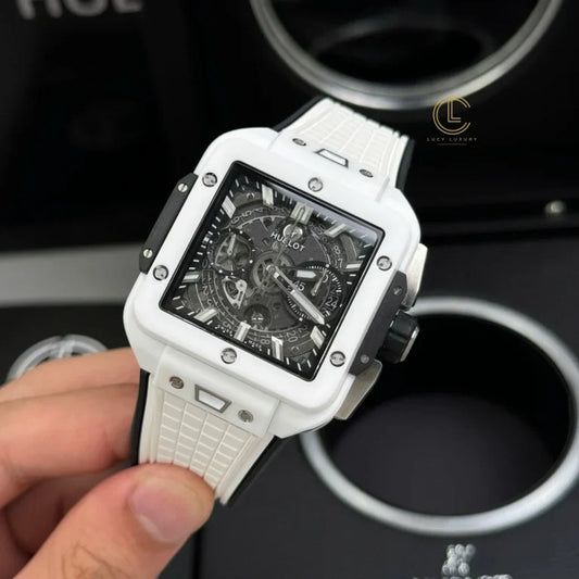 Hublot Square Bang Unico 821.HX.0170.RX 821HX0170RX 42mm White Dial Ceramic