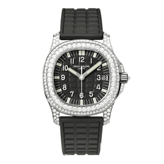Patek Philippe Aquanaut 5067A-025 35.6mm Black Dial Full Moissanite Steel