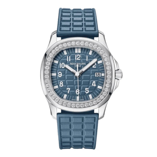 Patek Philippe Aquanaut 5067A-025 35.6mm Blue Dial Diamond Bezel Moissanite Steel