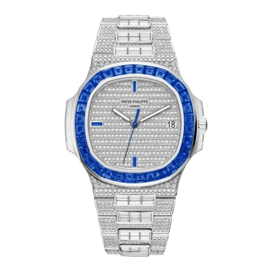 Patek Philippe Nautilus 5711/1A 40mm Demi Baugette Blue Full Moissanite HongKong