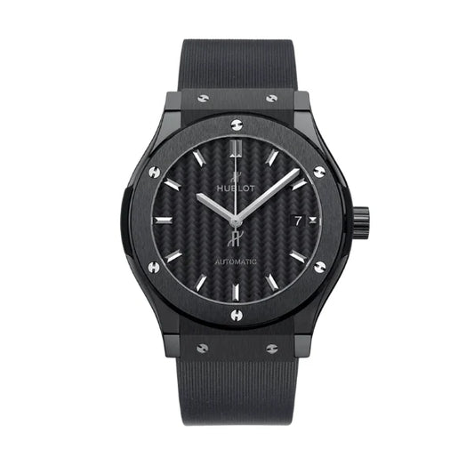 Hublot Classic Fusion Ceramic Black 42mm Carbon Dial JJZ Base