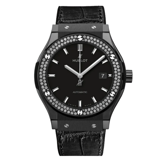 Hublot Classic Fusion Ceramic Diamonds 42mm Black Dial JJZ