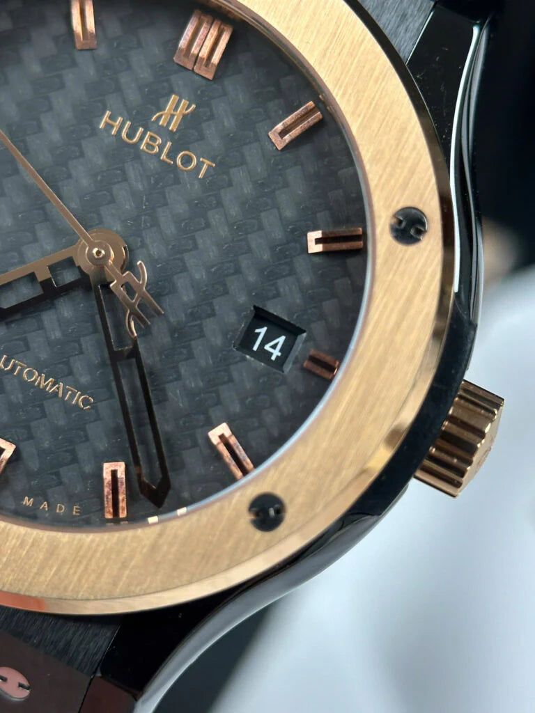 Hublot Classic Fusion Ceramic Carbon Dial King Gold JJZ 42mm Base